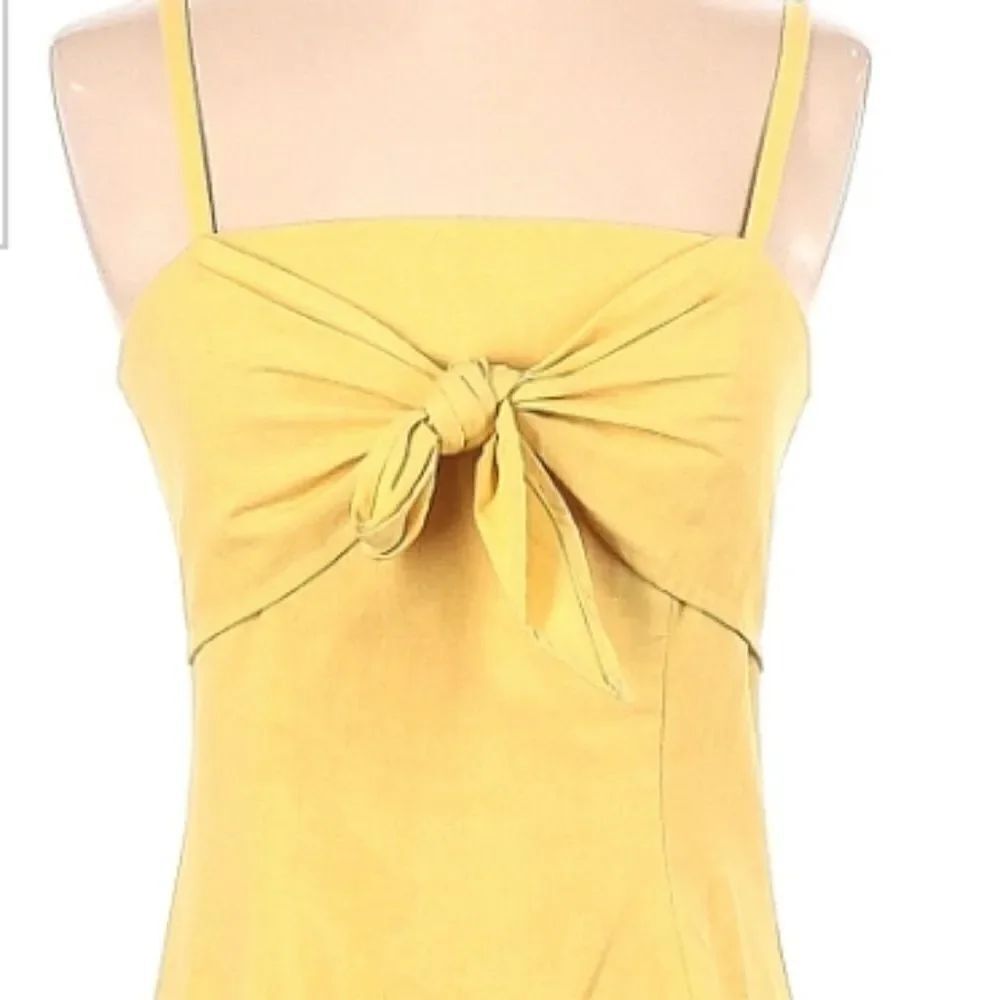 re:named Linen Tie Front Spaghetti Strap Yellow Dress SMALL - Picture 3 of 8